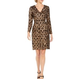 Calvin Klein Sequined Faux Wrap Dress size 4